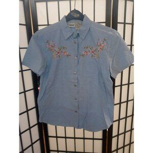 Capacity Shirt Multicolored Floral Platted Size PS Short Sleeve Button Up